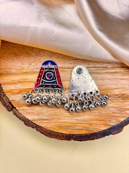 Oxidised Silver-Plated Multicolour Tribal Choker Jewellery Necklace Set