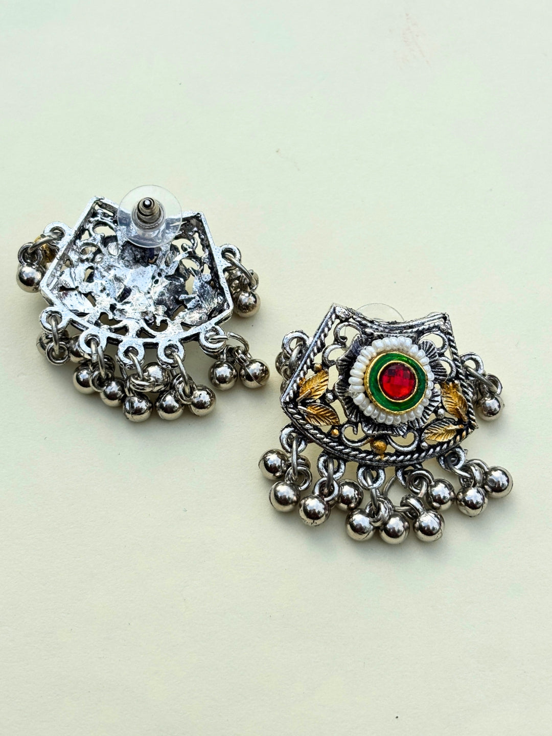 Women Oxidised Silver-Plated Floral Pendant Necklace set