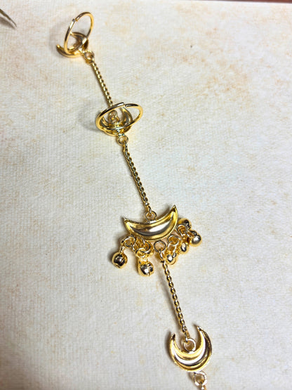 Gold Plated Chand Ghungroo Hathphool Kashmiri Bangle Bracelet Set