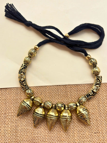 VIVAZS Oxidised Statement Choker Jewellery Set