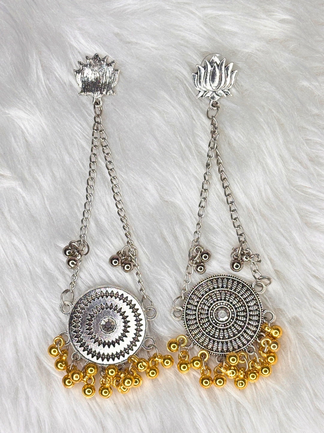 Dual-Tone Silver & Gold-Plated Oxidised Tribal Statement Necklace Set