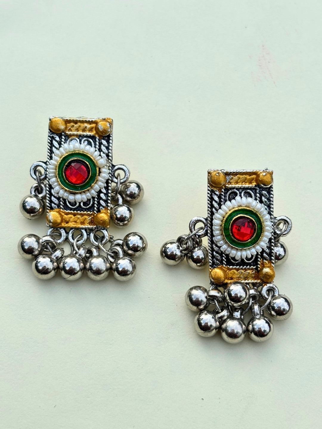 Women Oxidised Silver-Plated Long Pendant Necklace & Earrings Set