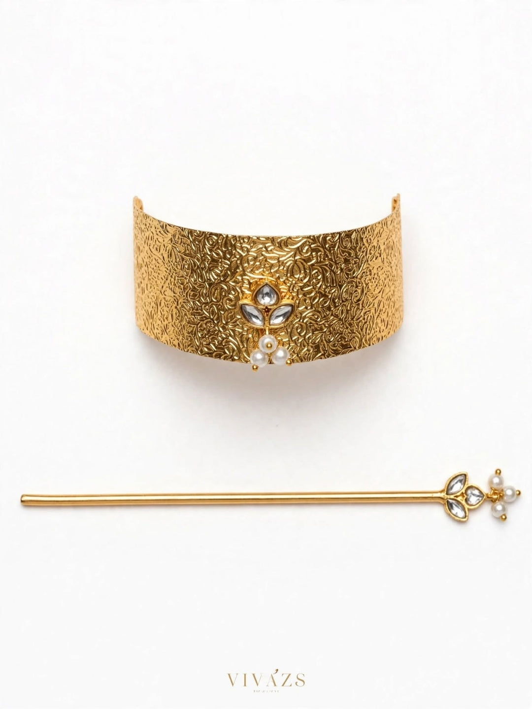 Gold-Plated Traditional Engraved Hair Juda Pin