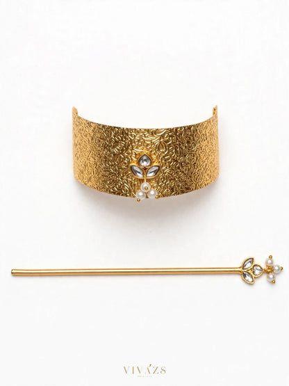 Gold-Plated Traditional Engraved Hair Juda Pin