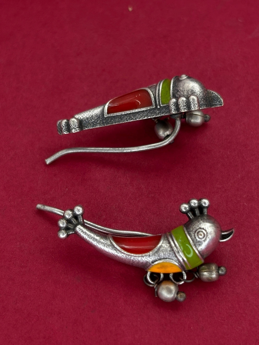 Oxidised Silver-Plated Bird Motif Drop Earrings