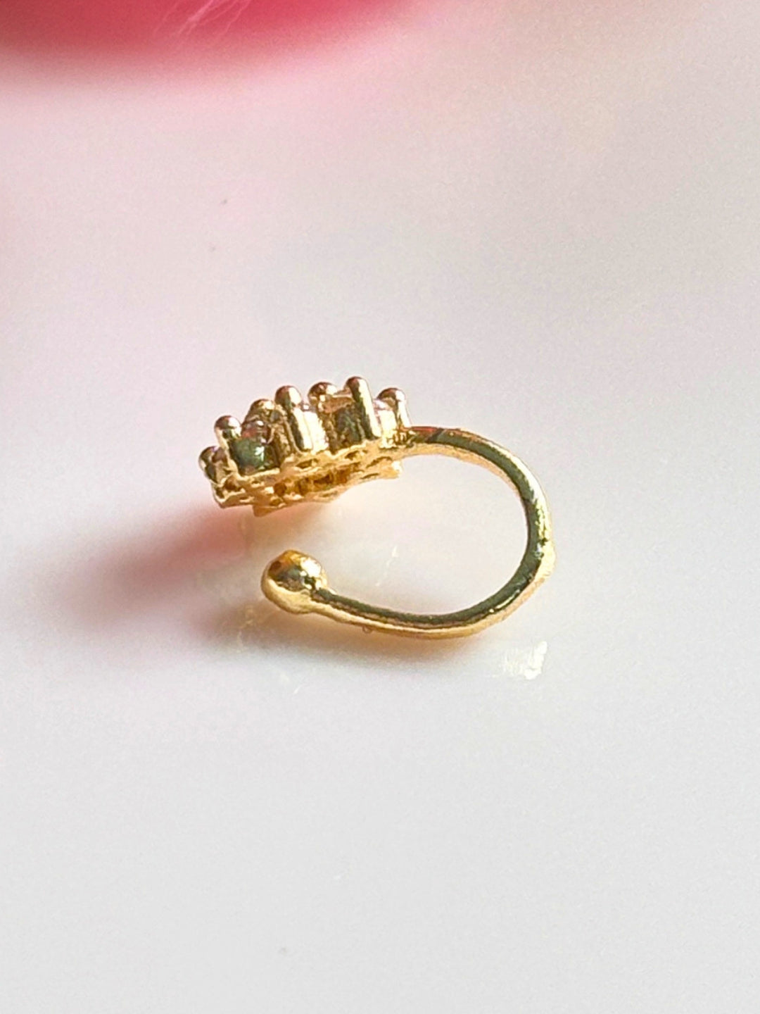 22K Gold-Plated Cubic Zirconia Studded Floral Nosepin