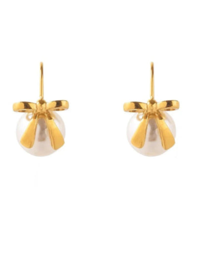 VIVAZS 18K PVD Gold Plated Pearl Stud earrings