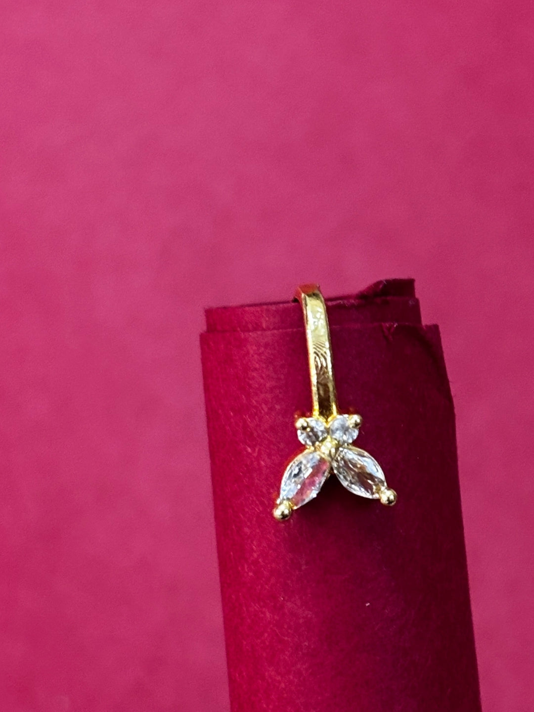 22K Gold-Plated Cubic Zirconia Studded Butterfly Nosepin