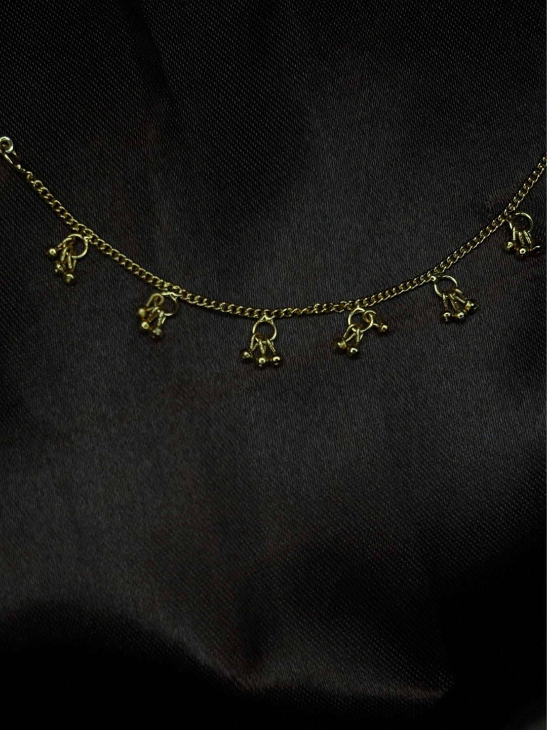 Gold-Plated AD and Cubic Zirconia  chained Adjustable Nosepin Chain (Nath)
