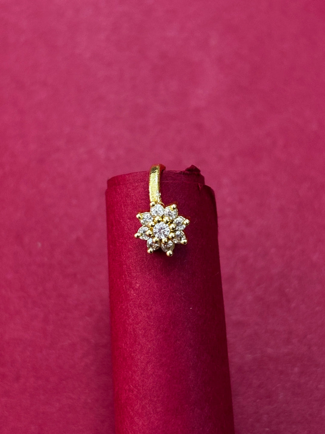 22K Gold-Plated Cubic Zirconia Studded Floral Nosepin