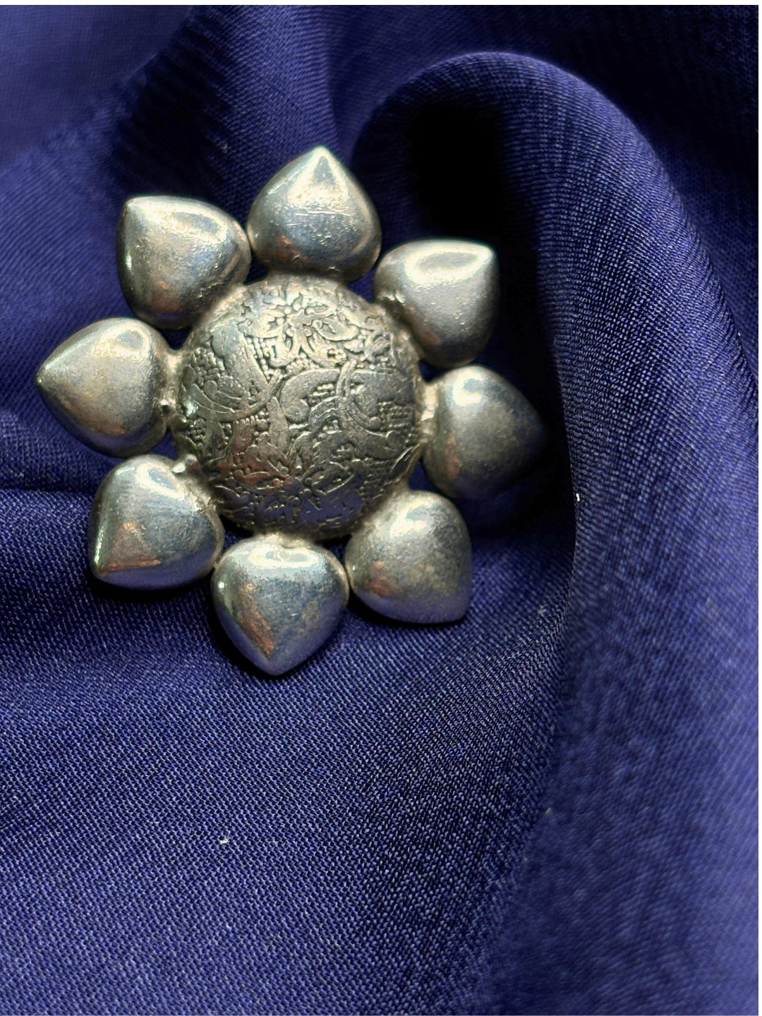 Women Oxidised Silver-Plated Floral Statement Ring