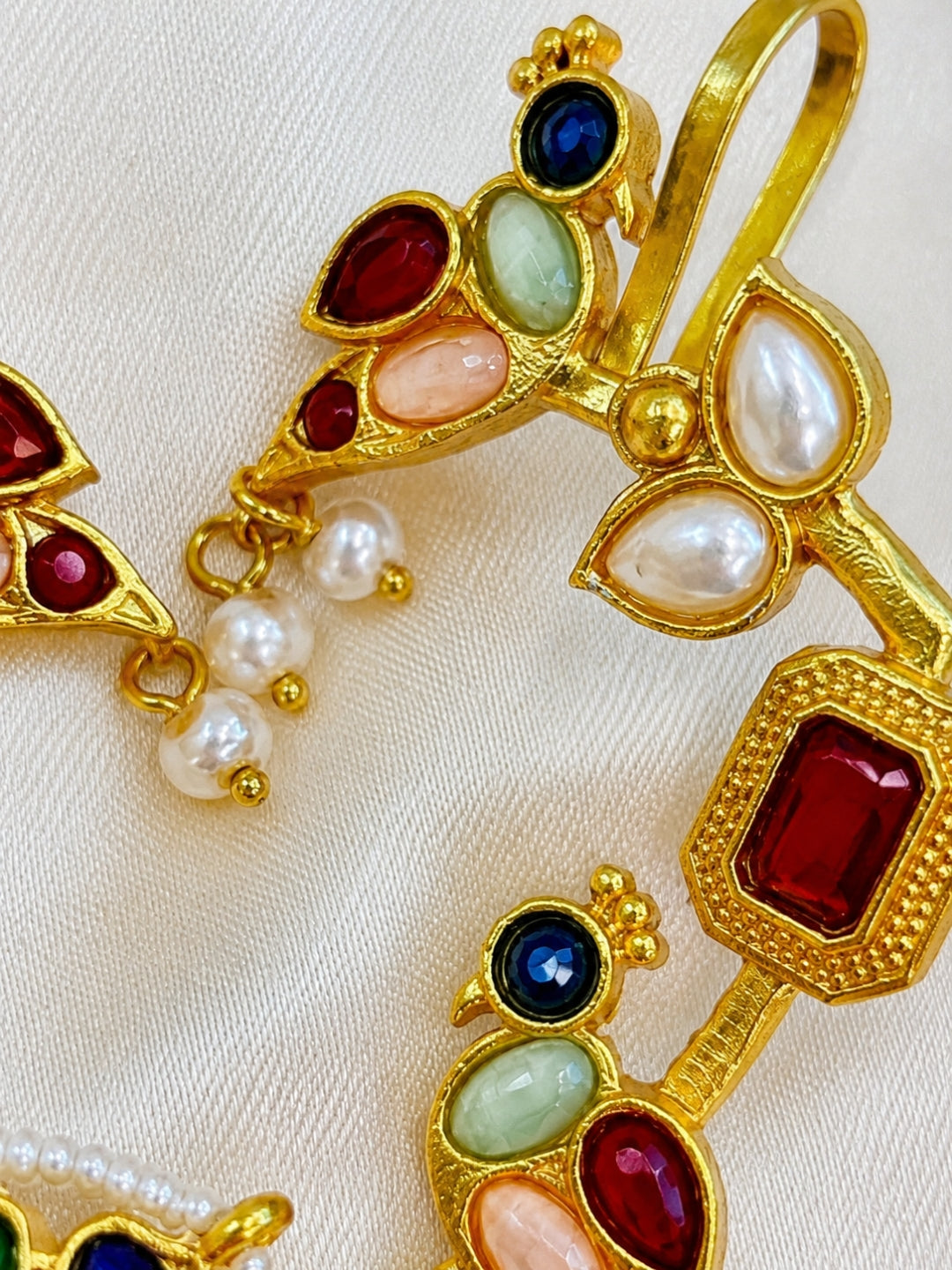 VIVAZS Gold Plated Contemporary Ear Cuff Earrings (Multi color)