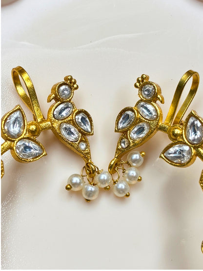 VIVAZS Gold Plated Contemporary Ear Cuff Earrings
