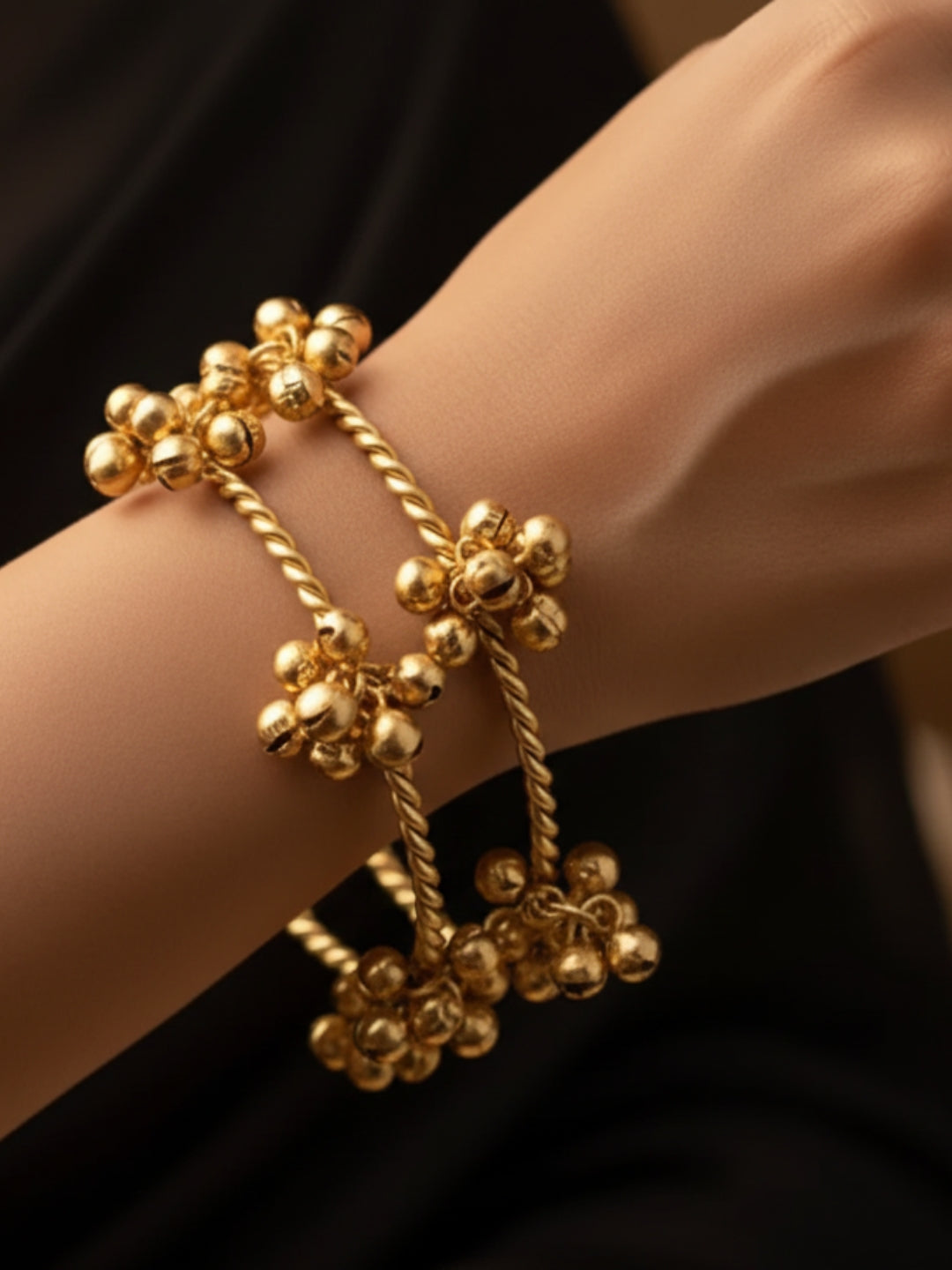 VIVAZS Set of 2 18K Gold Plated Adjustable Gungaroo Traditional Bangles