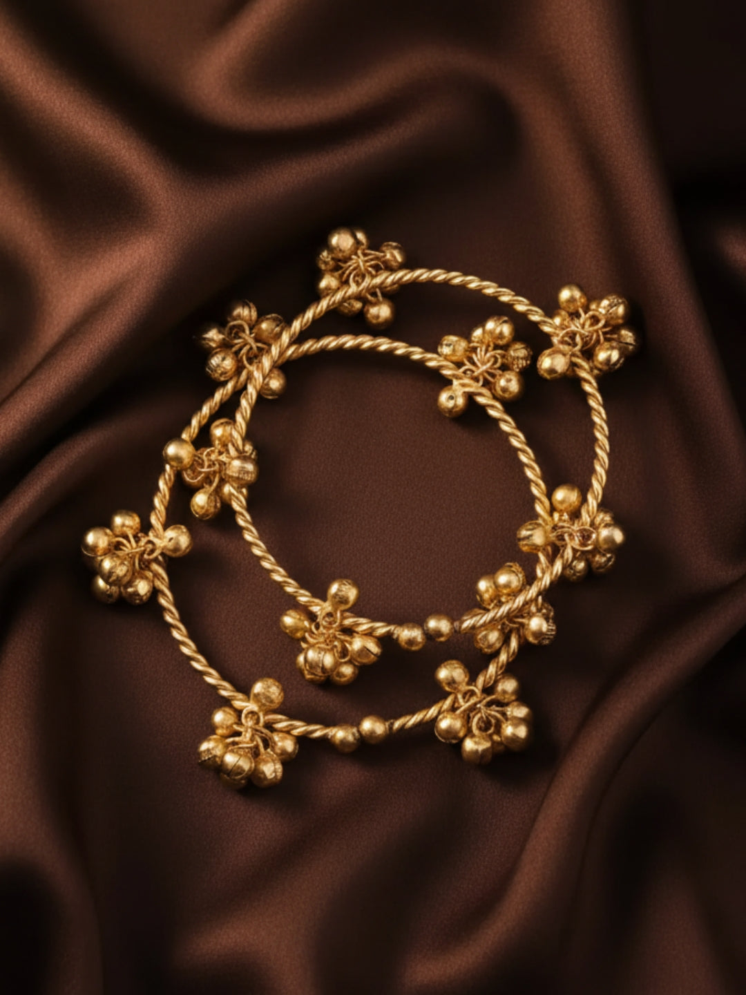 VIVAZS Set of 2 18K Gold Plated Adjustable Gungaroo Traditional Bangles