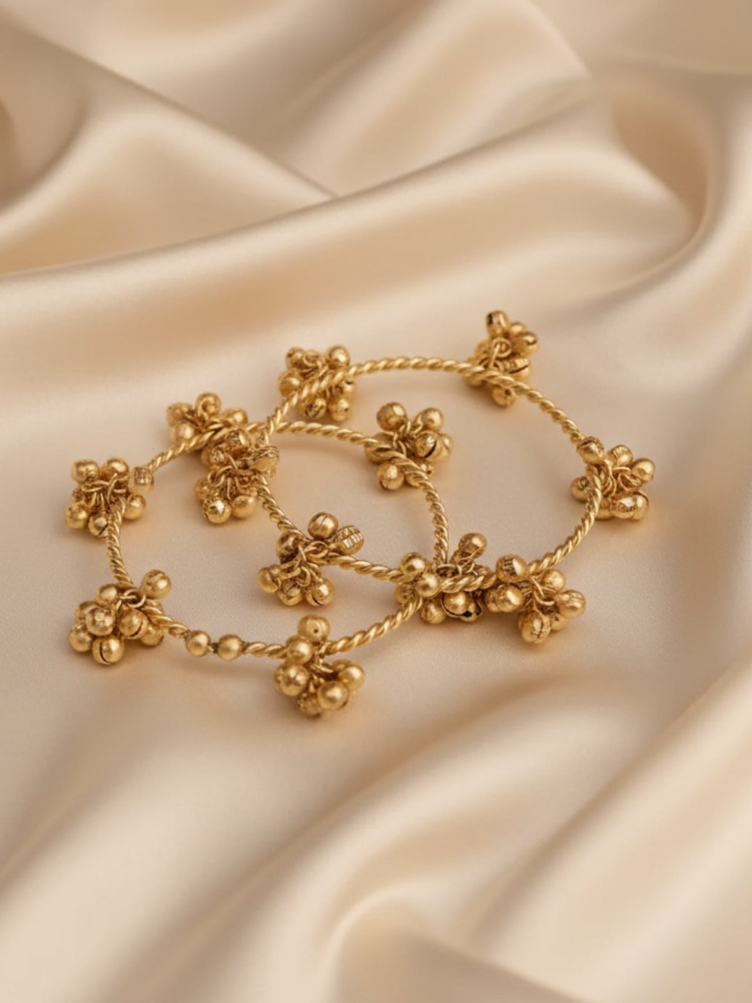 VIVAZS Set of 2 18K Gold Plated Adjustable Gungaroo Traditional Bangles