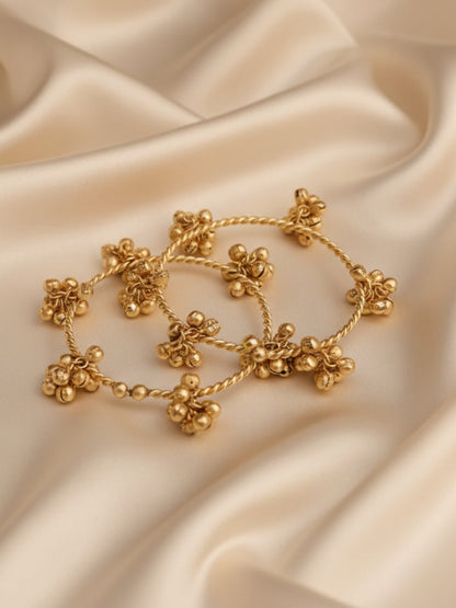 VIVAZS Set of 2 18K Gold Plated Adjustable Gungaroo Traditional Bangles