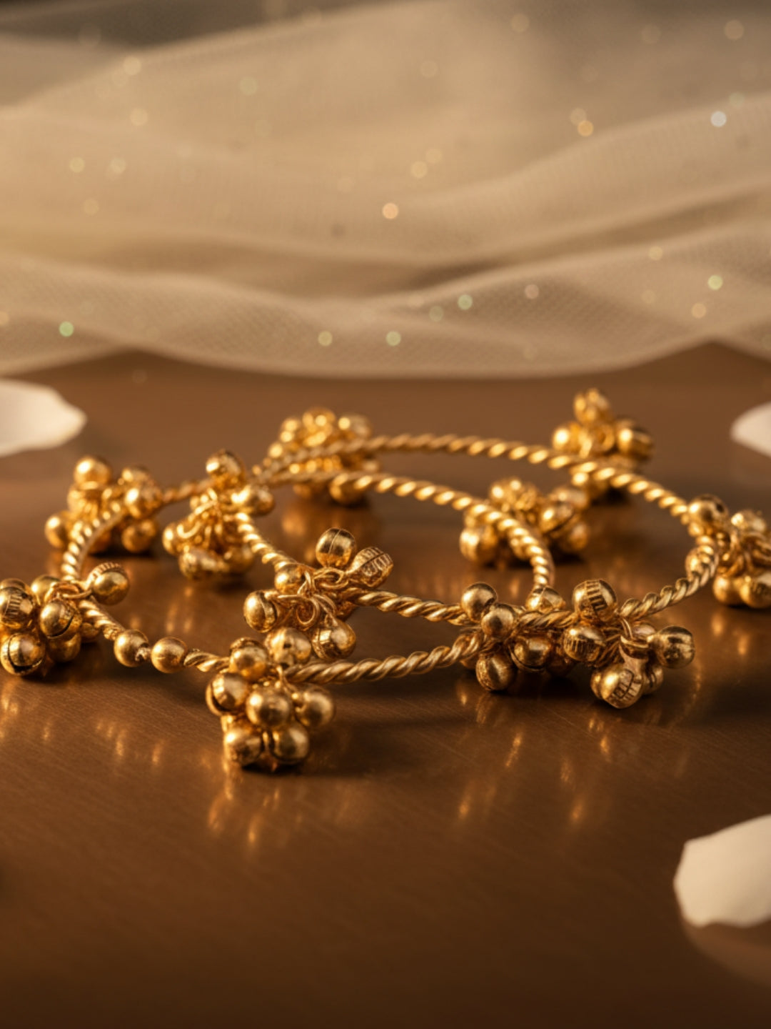 VIVAZS Set of 2 18K Gold Plated Adjustable Gungaroo Traditional Bangles