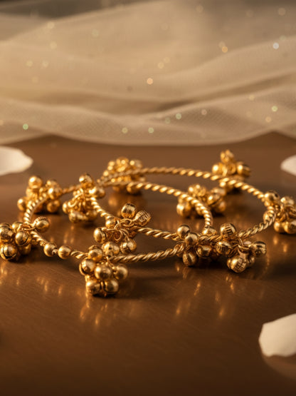 VIVAZS Set of 2 18K Gold Plated Adjustable Gungaroo Traditional Bangles