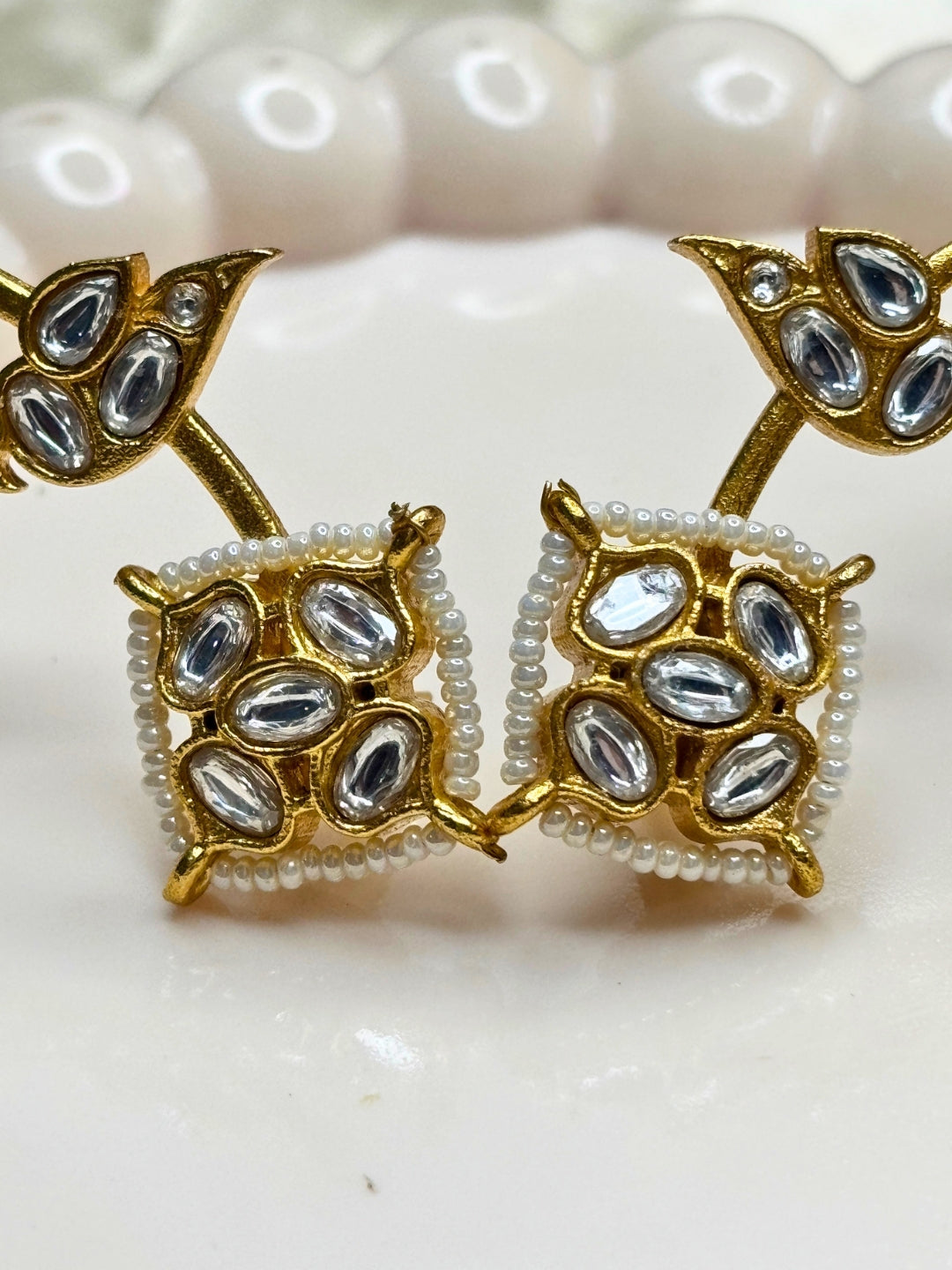 VIVAZS Gold Plated Contemporary Ear Cuff Earrings