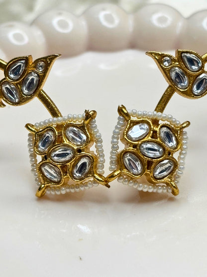 VIVAZS Gold Plated Contemporary Ear Cuff Earrings