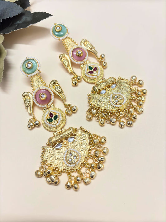 VIVAZS Kashmiri Long Chandbali Drop Earrings