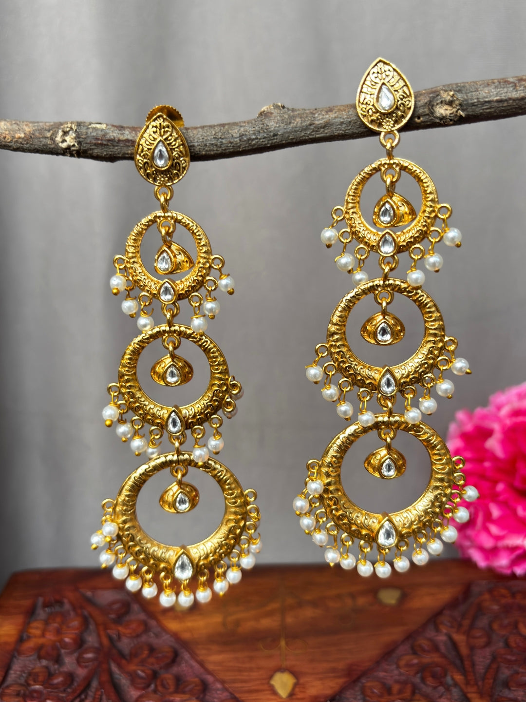 VIVAZS Kashmiri Long Circle Drop Earring