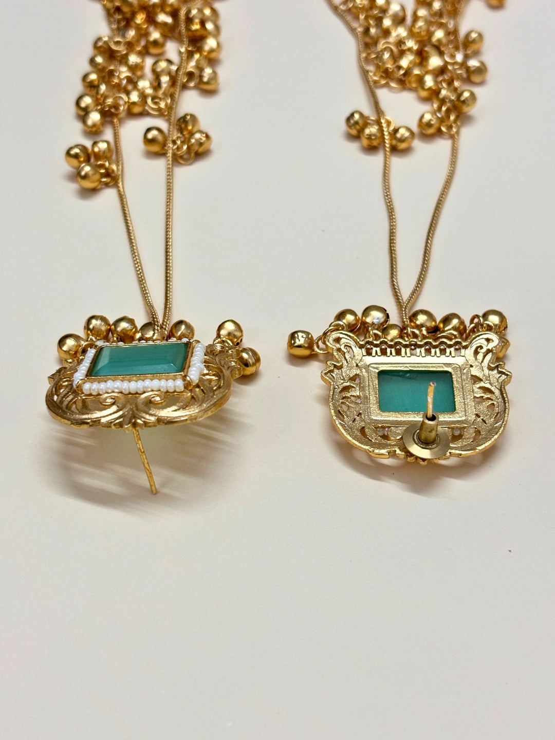VIVAZS Kashmiri Long Drop Earrings (Mint)
