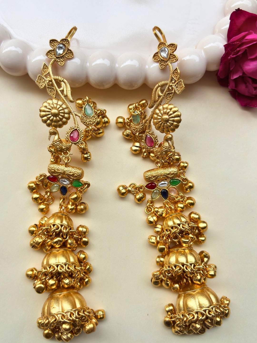 VIVAZS Kashmiri Drop earcuff Earrings Jhumkas(Multicolor)