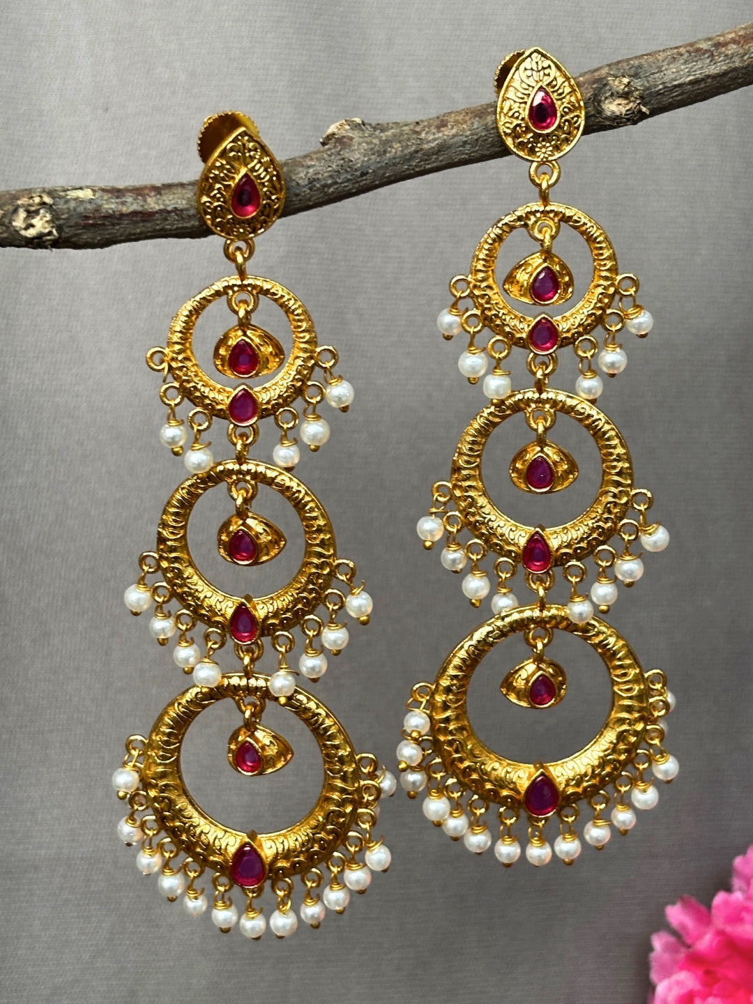 VIVAZS Kashmiri Long Circle Drop Earring