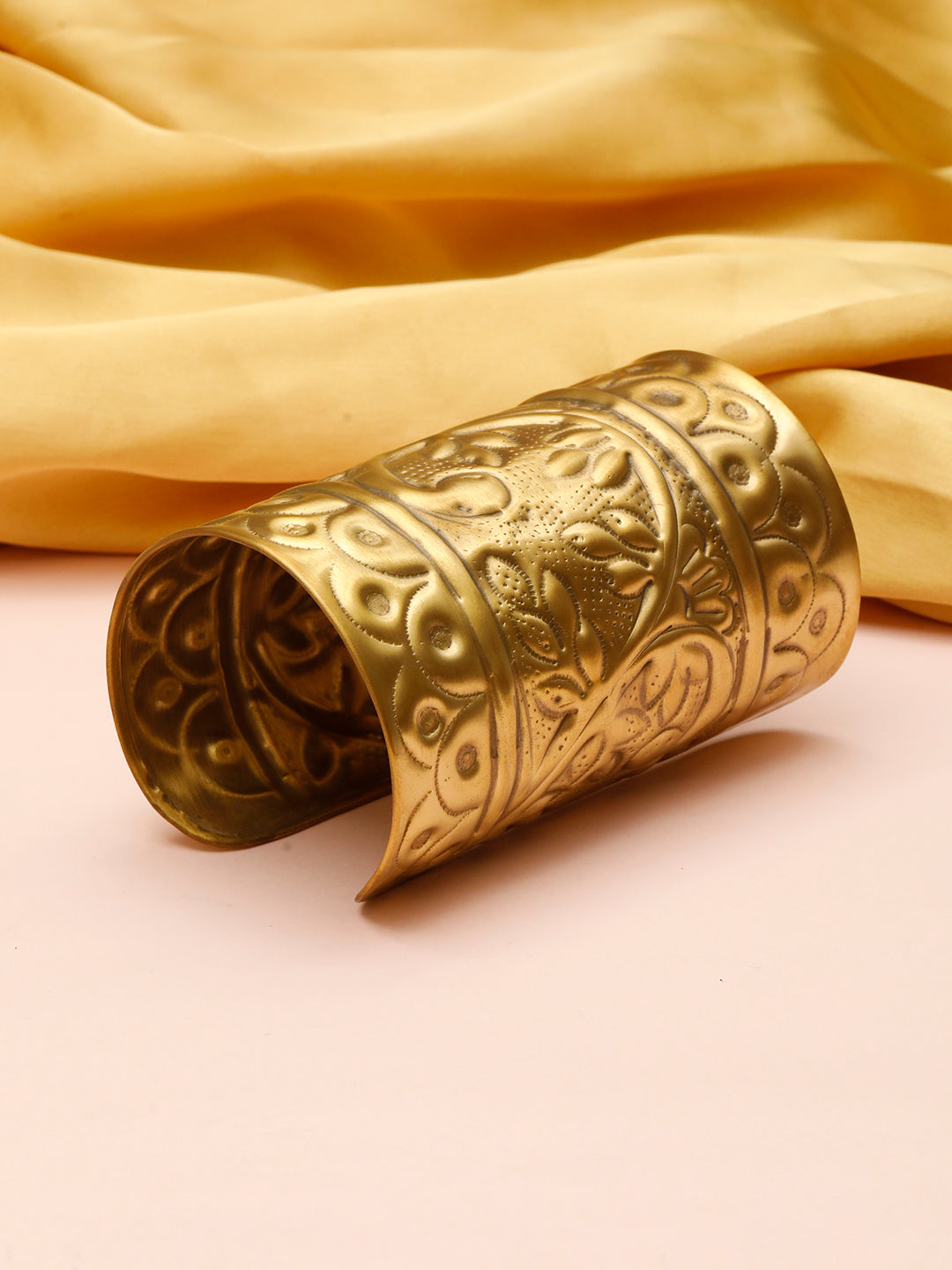 VIVAZS Women Gold-Plated Oxidised Cuff Bracelet/Handcuff