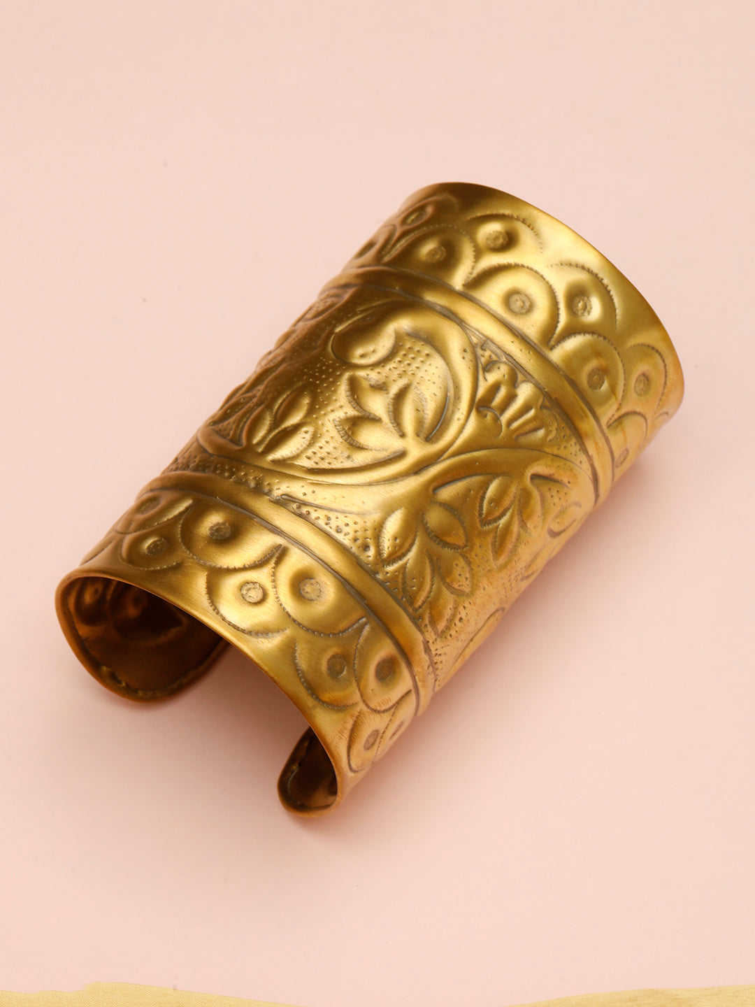 VIVAZS Women Gold-Plated Oxidised Cuff Bracelet/Handcuff