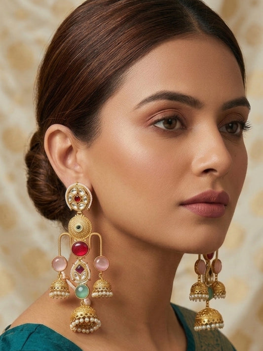 VIVAZS Kashmiri Drop Jhumkas Earrings