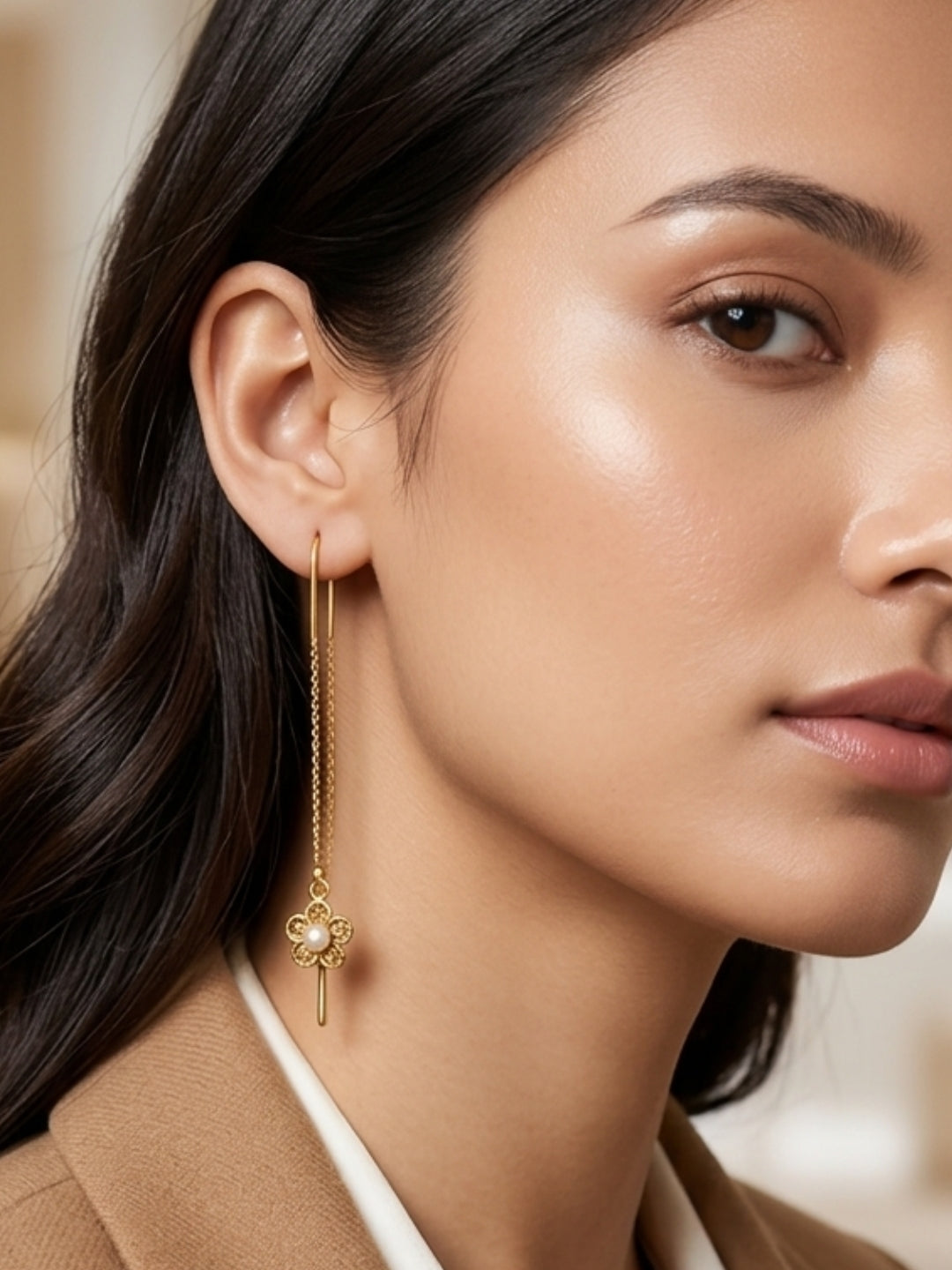 VIVAZS Gold plated Suidhaga Drop Earrings