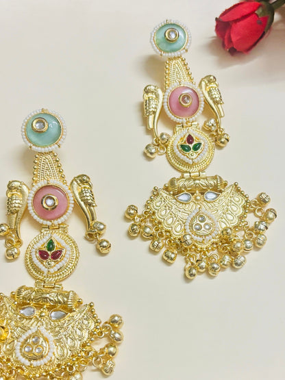 VIVAZS Kashmiri Long Chandbali Drop Earrings