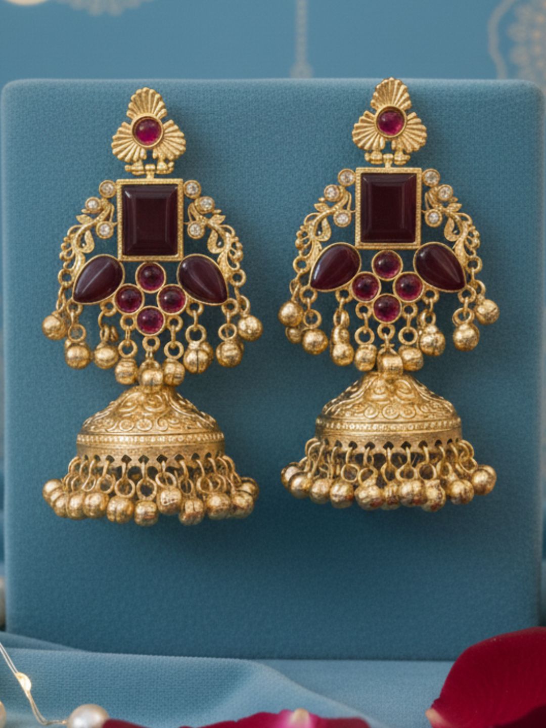 VIVAZS Kashmiri Drop Earrings Jhumkas