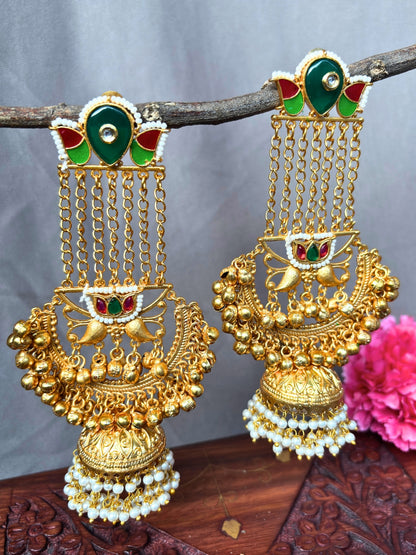 VIVAZS Kashmiri Long Drop Earrings