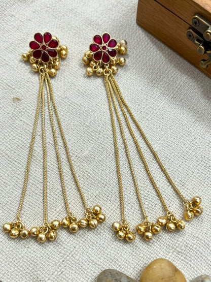 VIVAZS Kashmiri Long Drop Earring