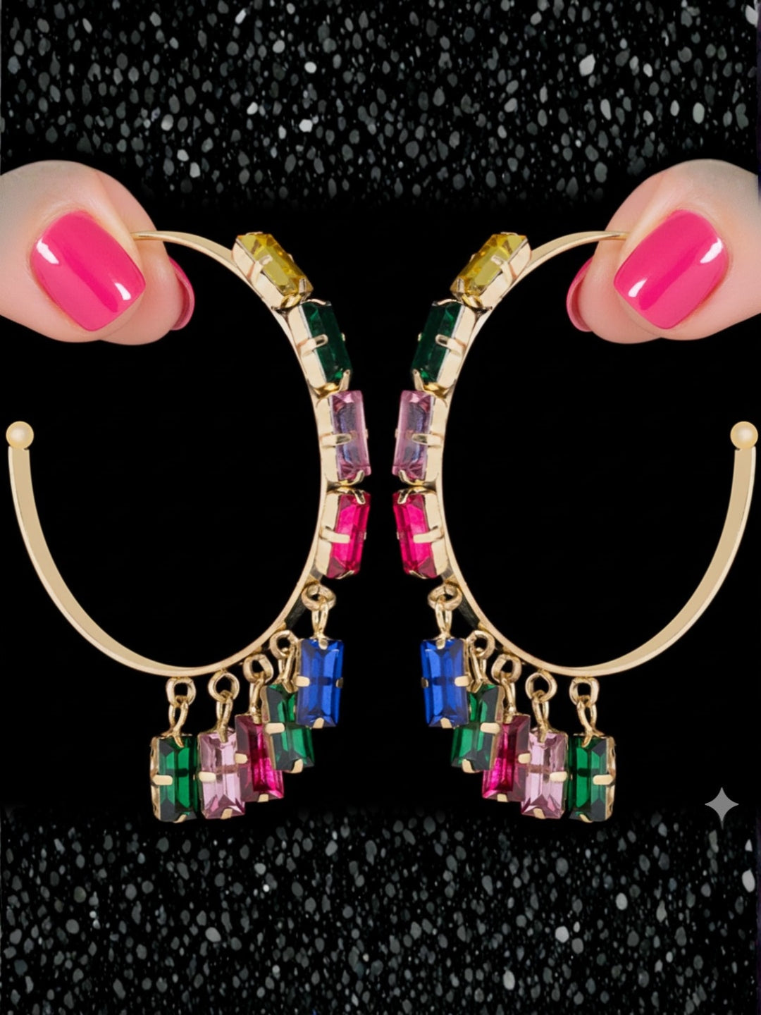 Gold Plated multicolor Hoop Earrings