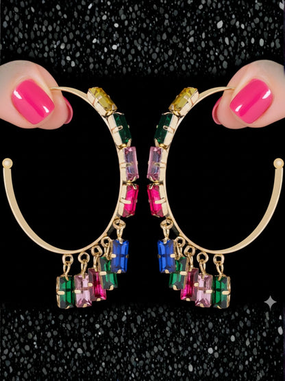 Gold Plated multicolor Hoop Earrings