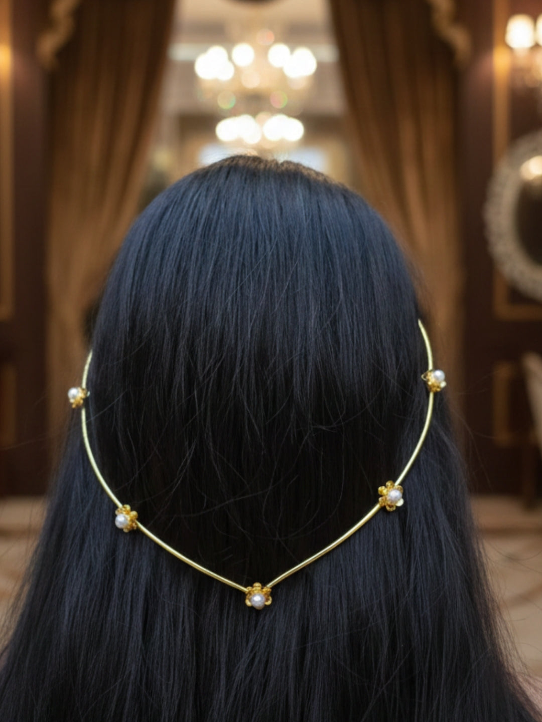 Gold-Plated Pearl Wave Tiara