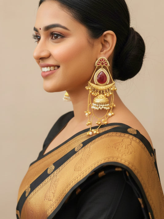 VIVAZS Kashmiri Long Drop Earrings Jhumka