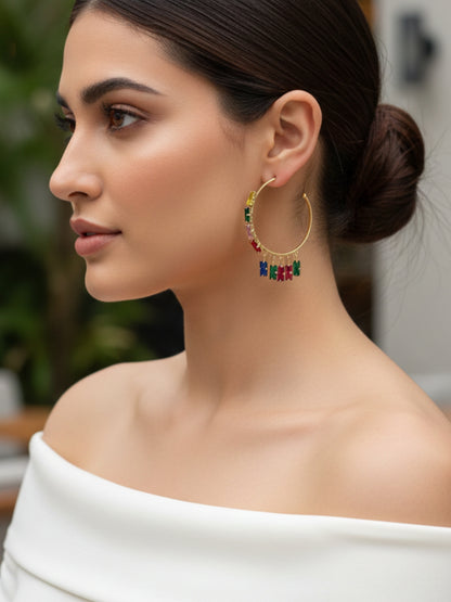 Gold Plated multicolor Hoop Earrings