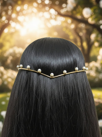 Gold-Plated Pearl Wave Tiara