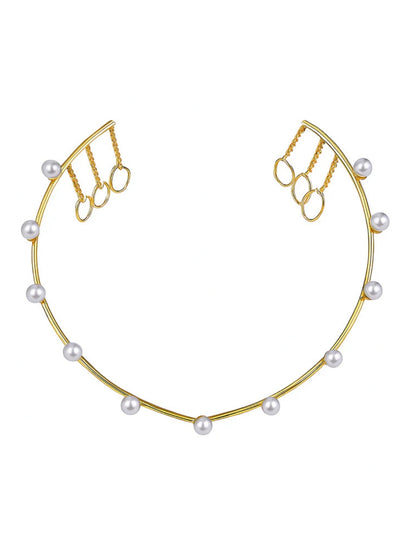 Gold-Plated Pearl Wave Tiara