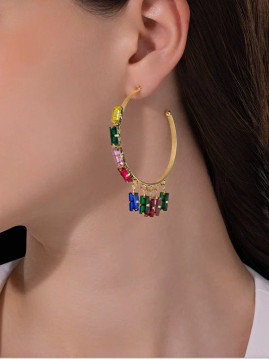 Gold Plated multicolor Hoop Earrings