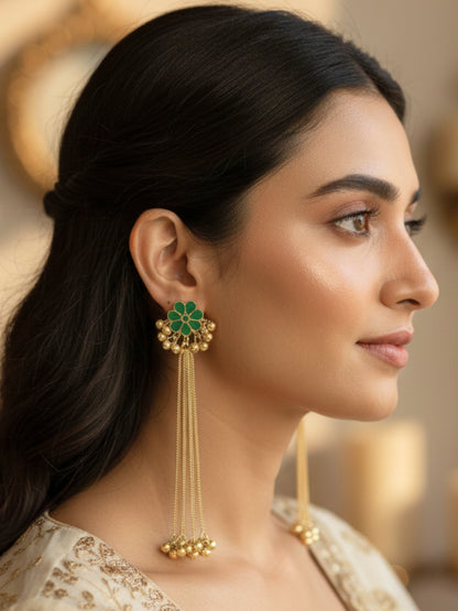 VIVAZS Kashmiri Long Drop Earring