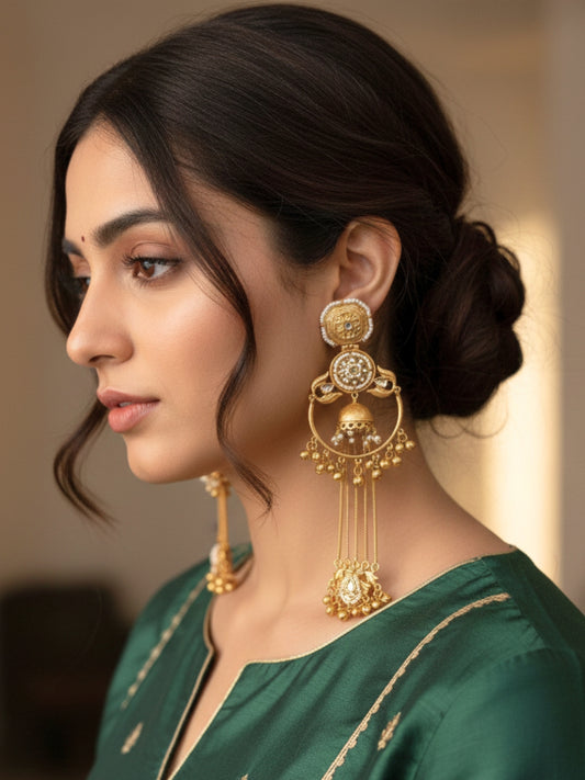 VIVAZS Kashmiri Long Drop Earring