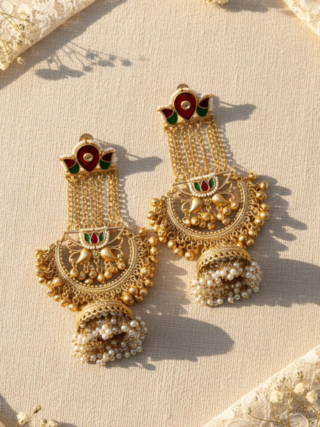 VIVAZS Kashmiri Long Drop Earrings