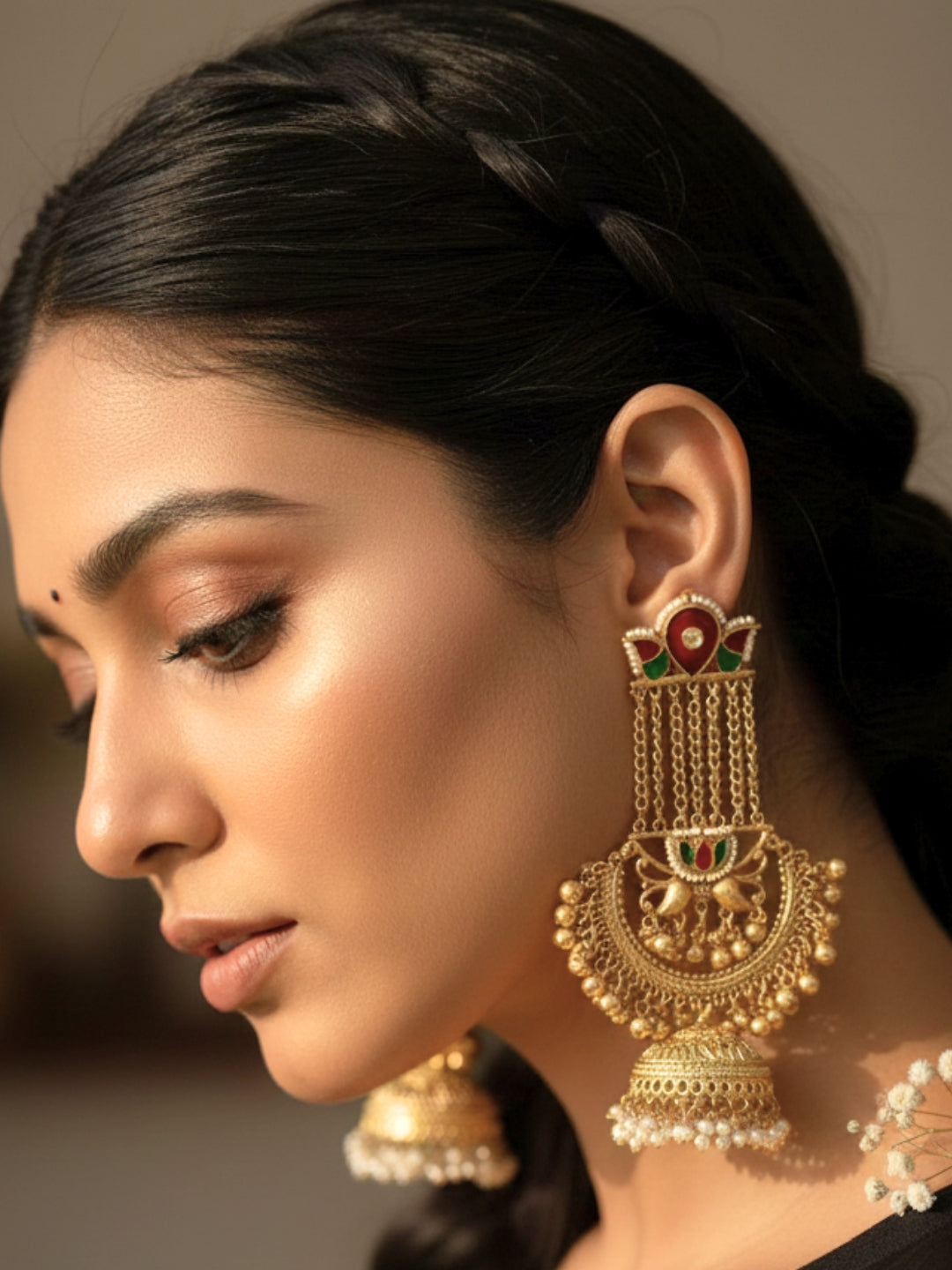 VIVAZS Kashmiri Long Drop Earrings